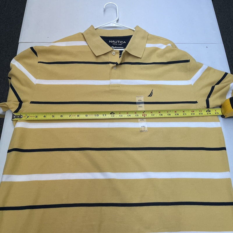 Nautica Mens Shirt Yellow Striped Polo Shirt Short Sleeve Pullover Size XXL NWT