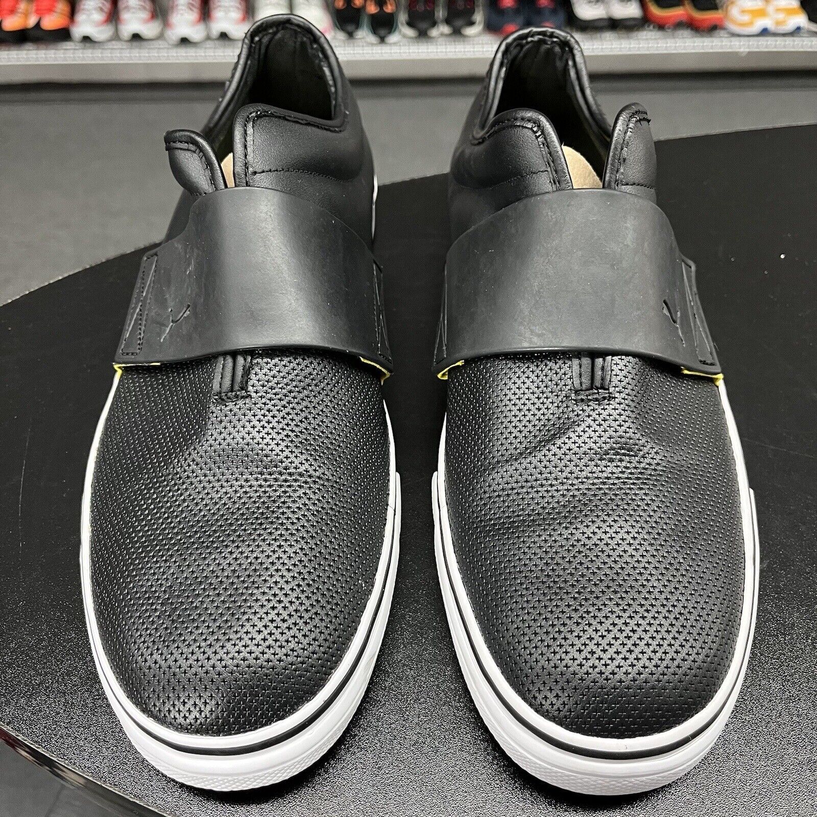 Hype Stew Sneakers Detroit Puma El Rey Cross Perforated Casual Slip On Loafer Black Leather Men's Size US 12 Hype Stew Sneakers Detroit Puma El Rey Cross Perforated Casual Slip On Loafer Black Leather Men's Size US 12