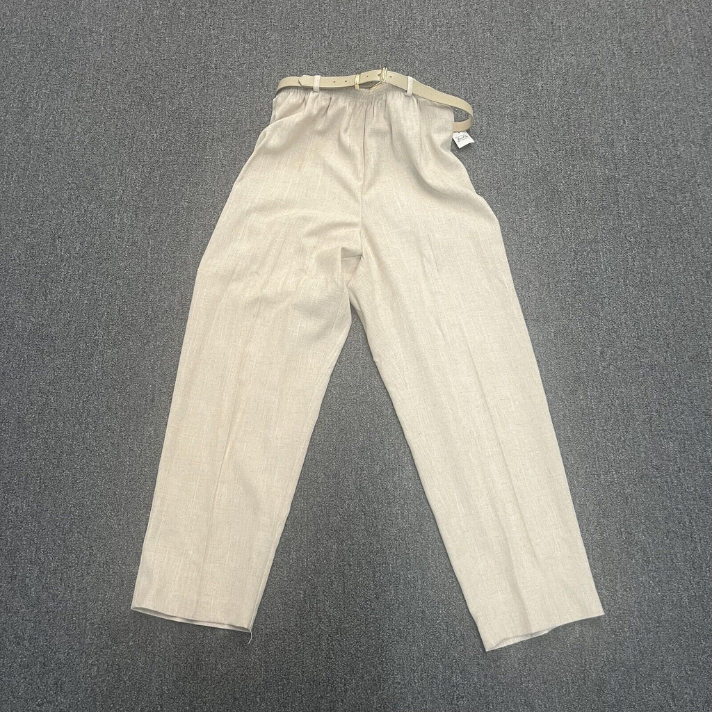VTG 70s Alfred Dunner Women's Elastic Waist Beige Plaid Pants & Belt Size 16 - Hype Stew Sneakers Detroit