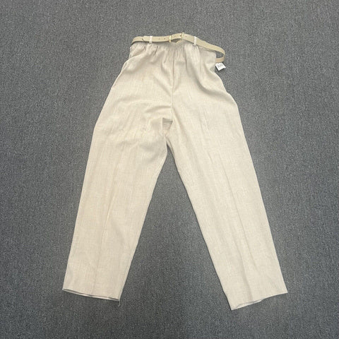 VTG 70s Alfred Dunner Women's Elastic Waist Beige Plaid Pants & Belt Size 16