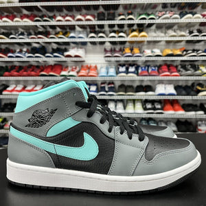 Nike Air Jordan 1 Mid Gray Aqua Sneaker Shoes 554724-063 Men's Size 9