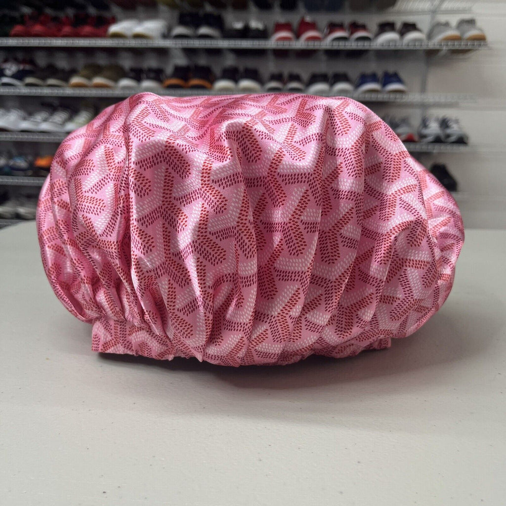 Custom Goyard Silk Bonnet Pink/Red Elastic - Hype Stew Sneakers Detroit