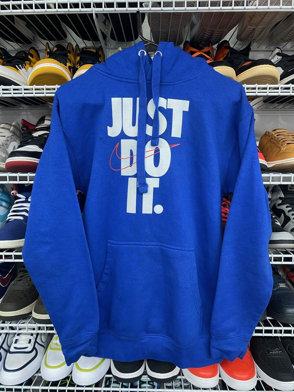 Nike Sportswear Men's Just Do It Fleece Pullover Hoodie Blue Size Small - Hype Stew Sneakers Detroit