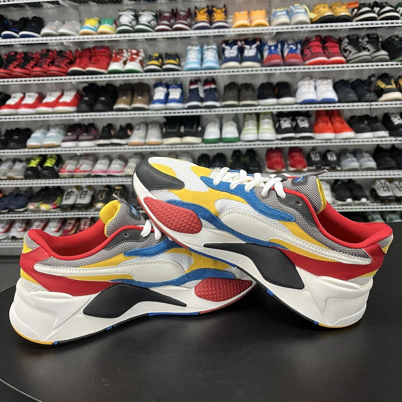 Puma RS-X Puzzle White Yellow Black Blue Multicolor 371570-04 Men's Size US 8