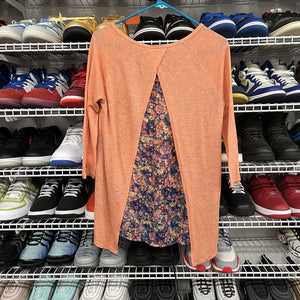 Decree Women's Cardigan Sweater Top Floral And Orange Size Large