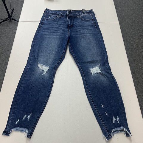Fashion Nova Jeans Women's Blue Mid Rise Distressed Jeans Ladies Size 11/30