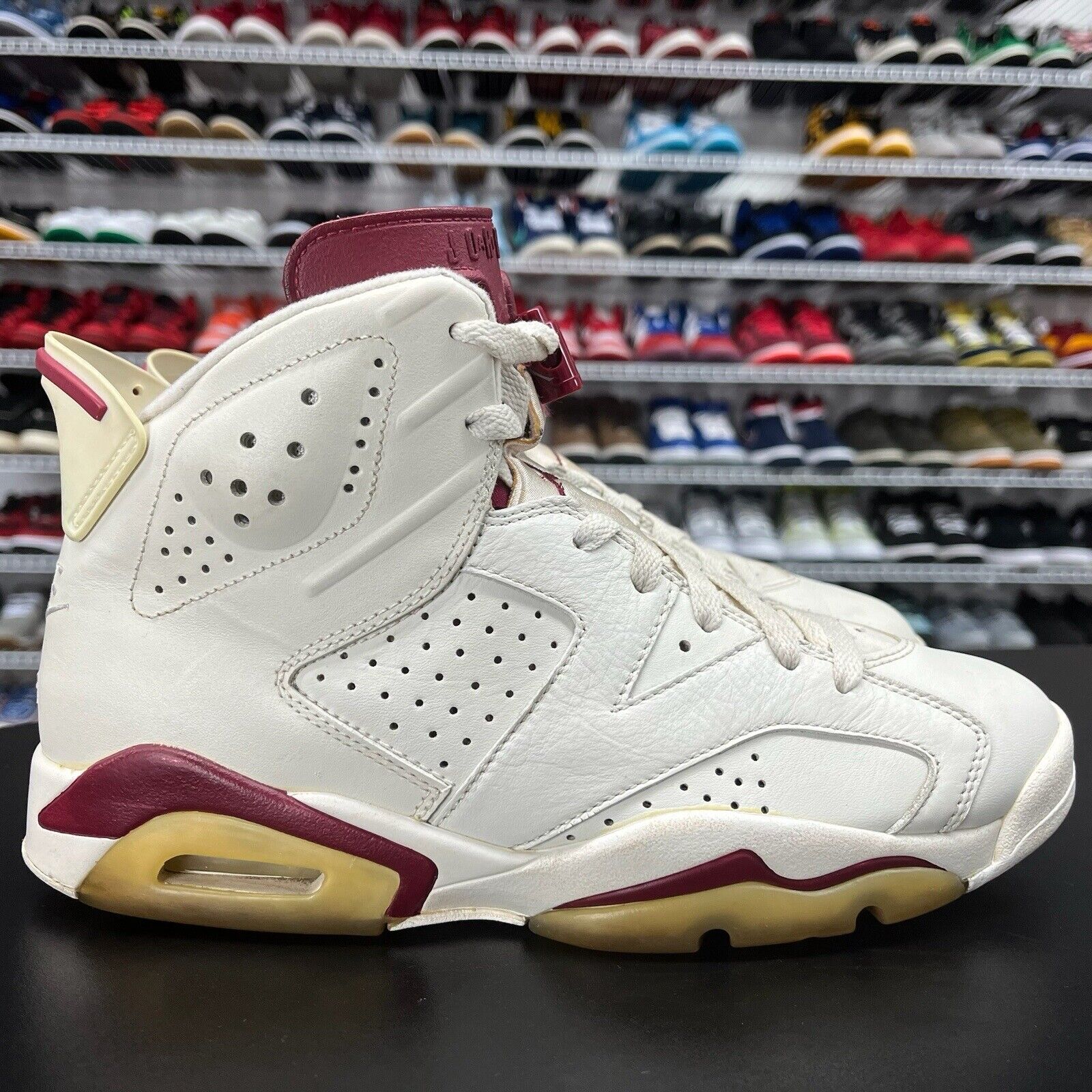 Nike Air Jordan 6 Retro Maroon 384664 116 Men s Size 8.5 Hype Stew Sneakers Detroit