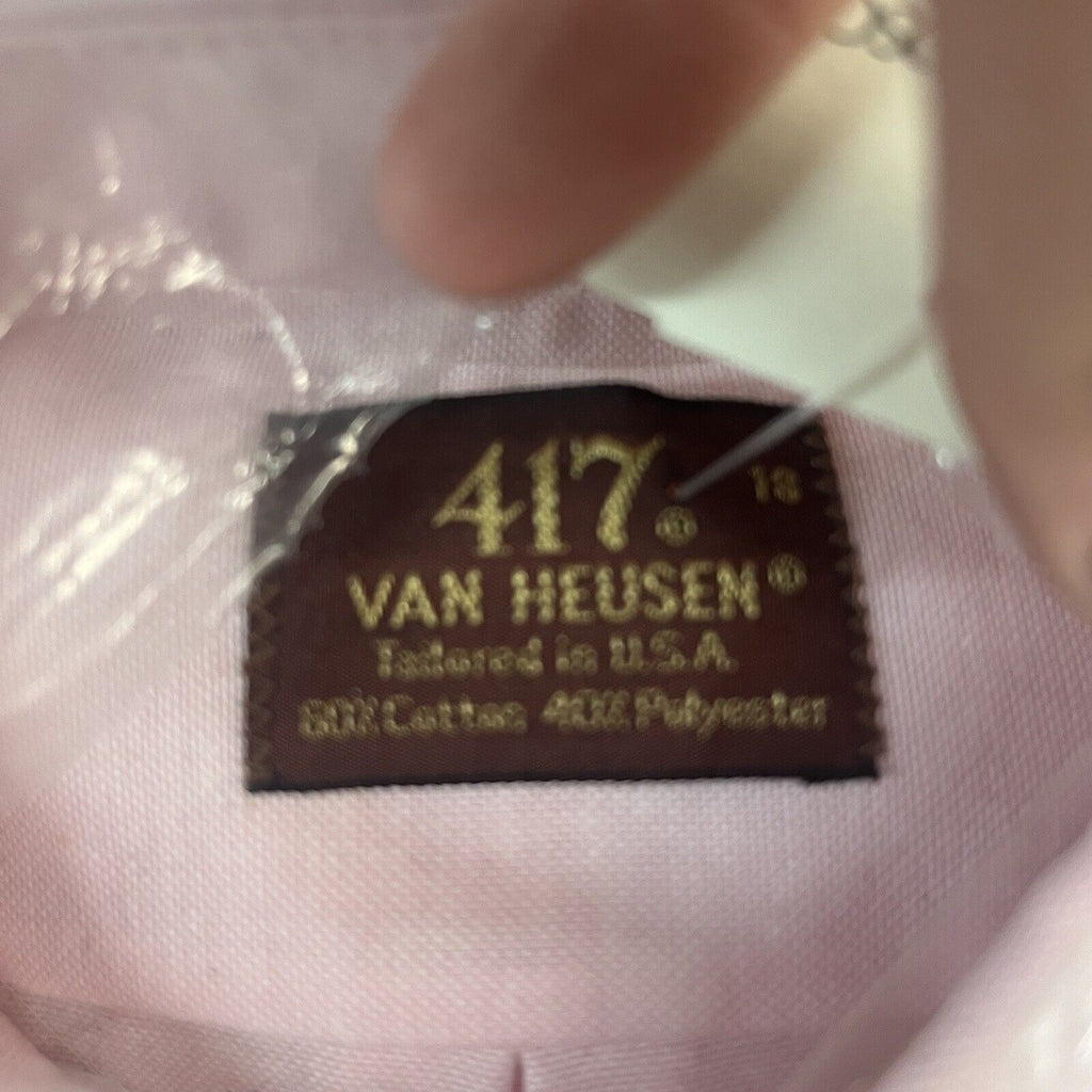 Vintage 80s Classic Collection By Van Heusen Men's Dress Shirt 18 Pink - Hype Stew Sneakers Detroit
