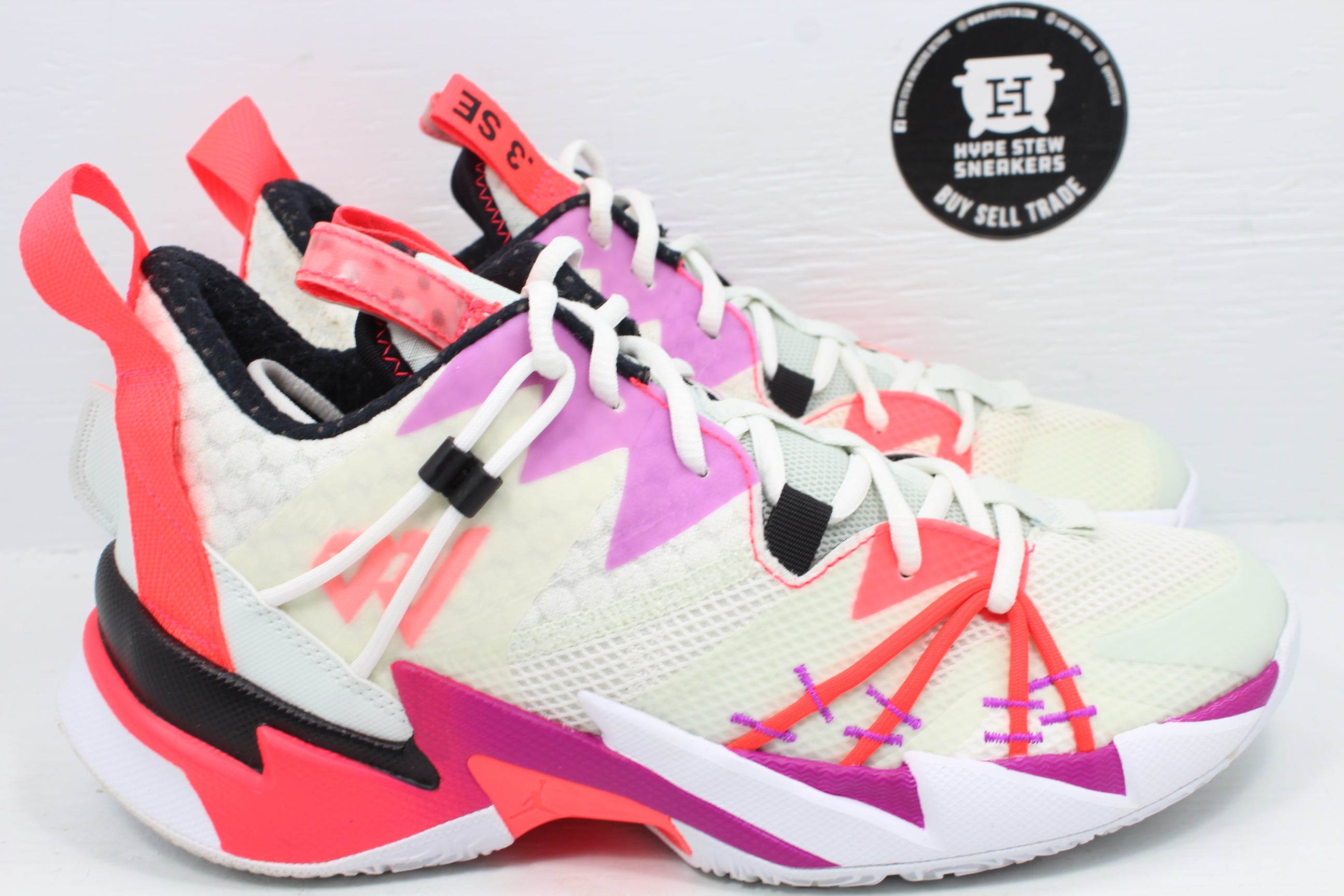 ジョーダン メンズ ホワイノット ゼロ３ Jordan Why Not Zero.3 SE バッシュ Sail/Black Spruce/Aura Flash美中古品 Men's shoes Jordan 