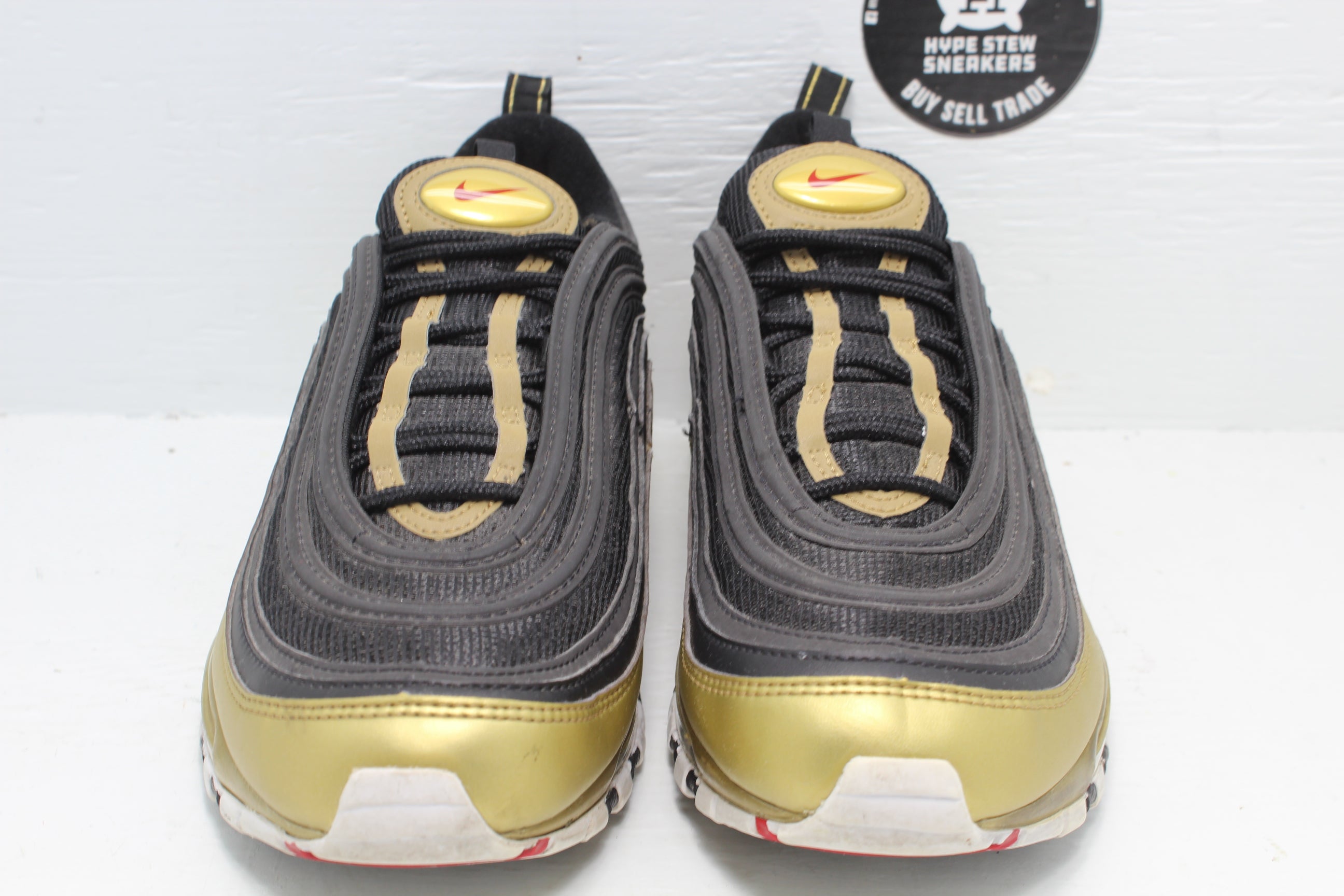 nike black and gold metallic air max 97 trainers