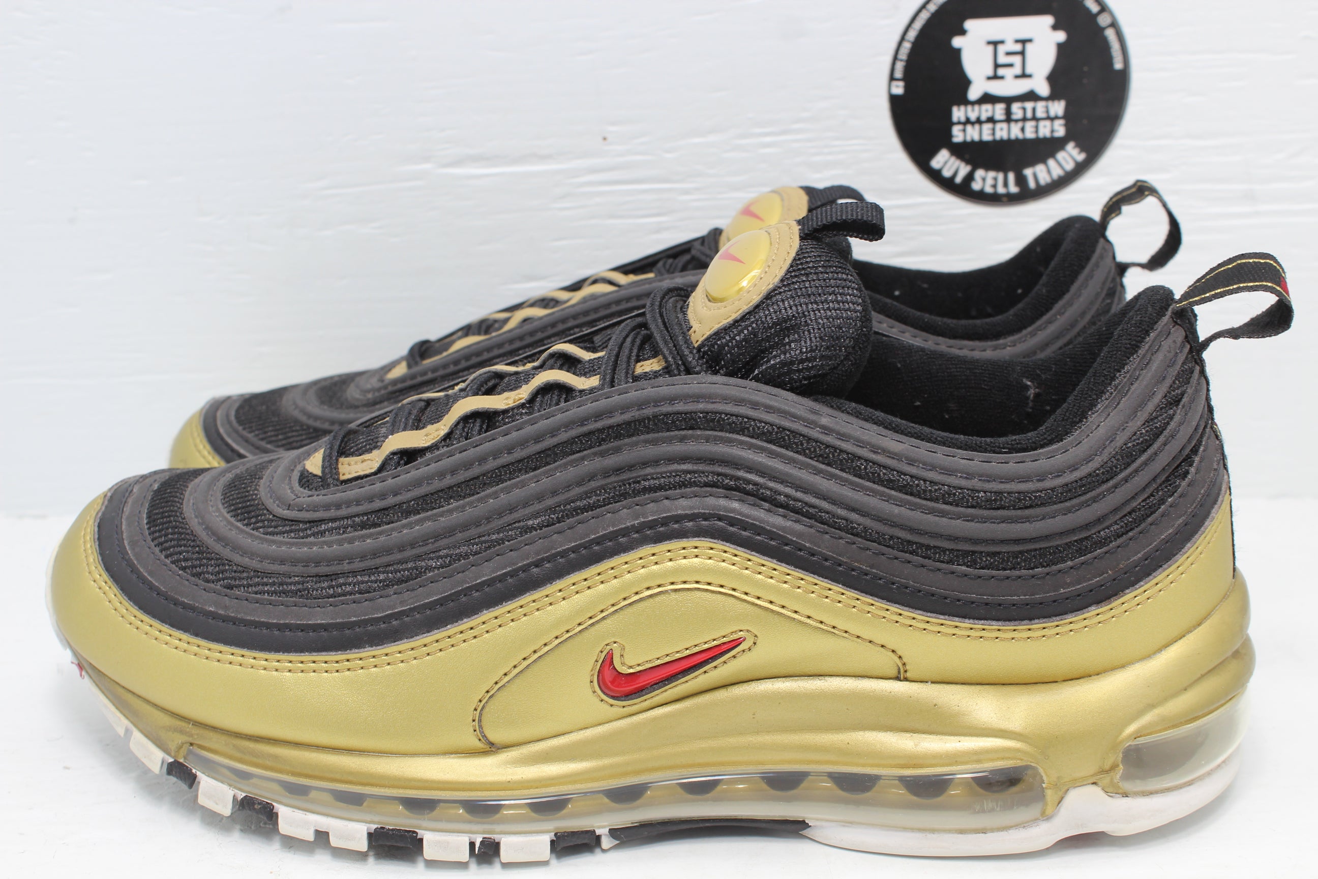 nike black and gold metallic air max 97 trainers
