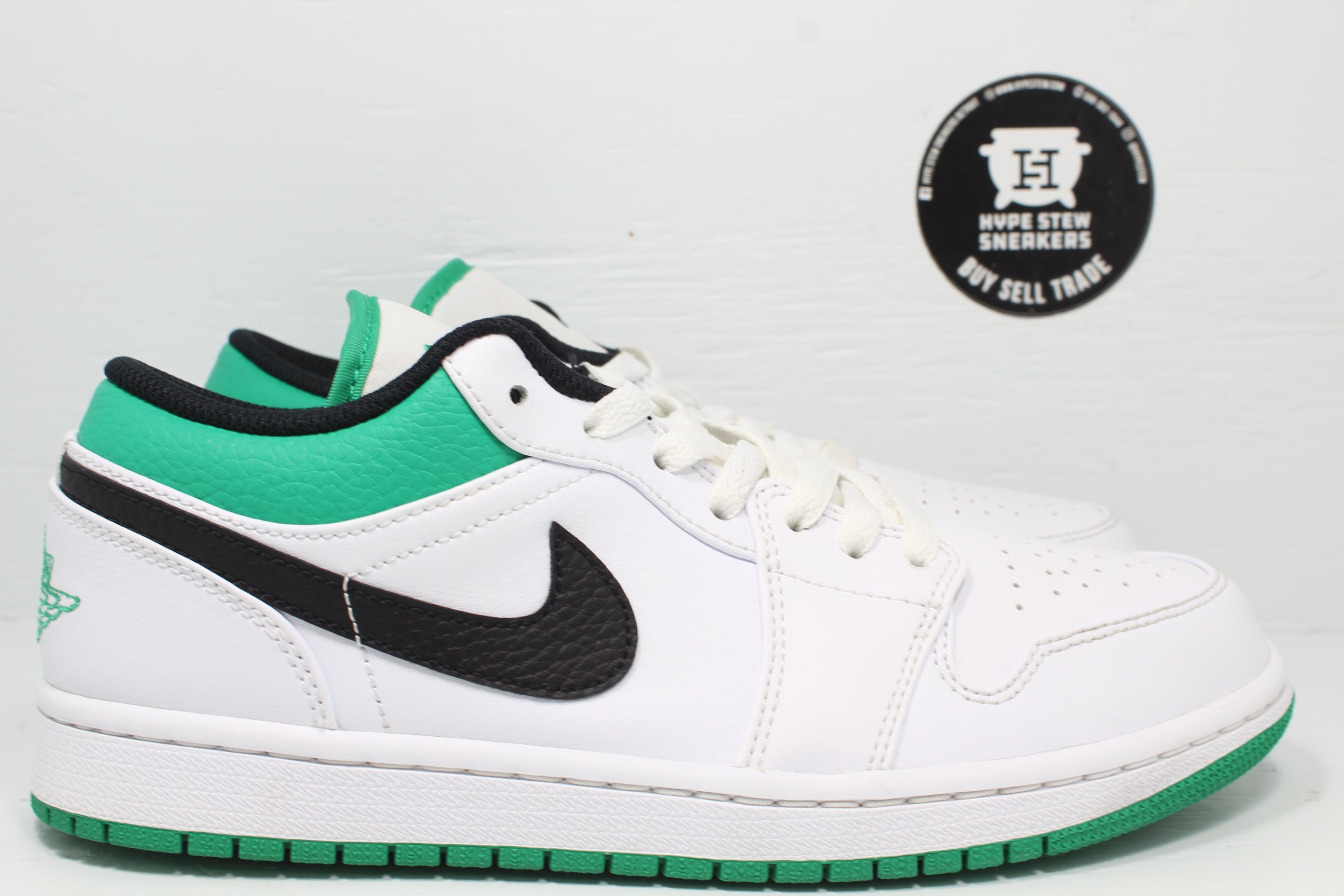 Nike Air Jordan Low White Lucky Green Black Hype Stew Sneakers
