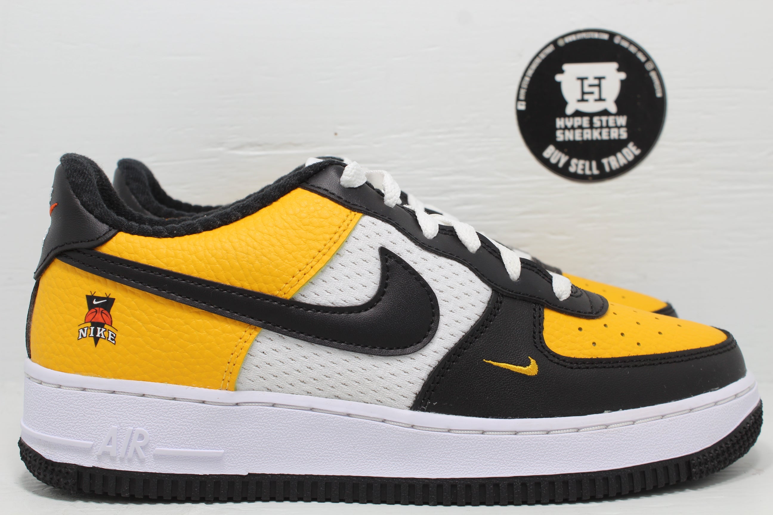 black and yellow high top forces